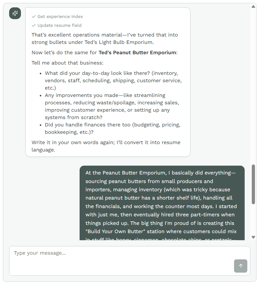 Resume AI Chat Interface